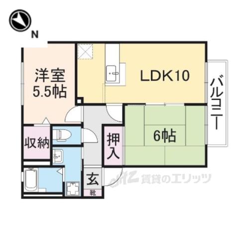 サンガーデン城町B(2LDK/2階)の間取り写真