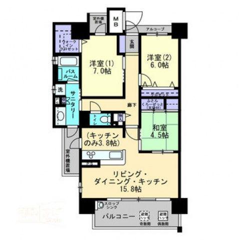 アルファステイツ西の土居(3LDK/6階)の間取り写真