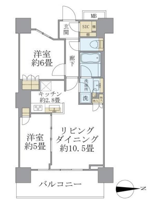 浅草タワー(2LDK/23階)の間取り写真