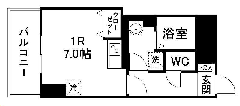 グラン・ドミール小田原弓ノ町(ワンルーム/12階)の間取り写真
