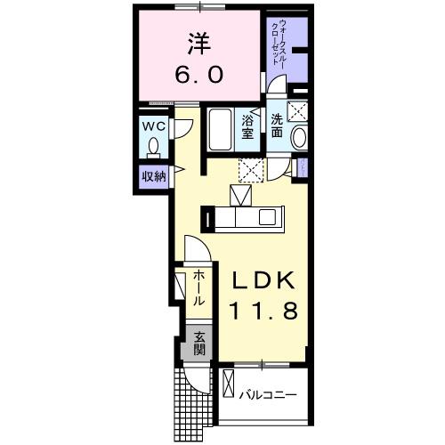 メゾンリヴィエールI(1LDK/1階)の間取り写真