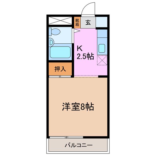 第二ビューハイツ兄山(1K/4階)の間取り写真