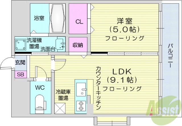 MCHATELET(1LDK/5階)の間取り写真