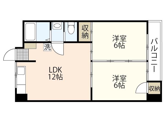 下井田マンション(2LDK/7階)の間取り写真