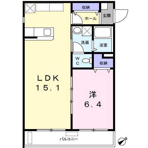 アビタシオンIII(1LDK/1階)の間取り写真