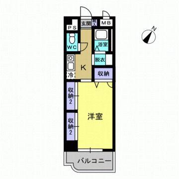 ティアラハイツ栄門(1K/3階)の間取り写真