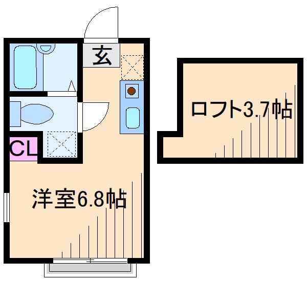 ヒルスミキ妙蓮寺(ワンルーム/2階)の間取り写真