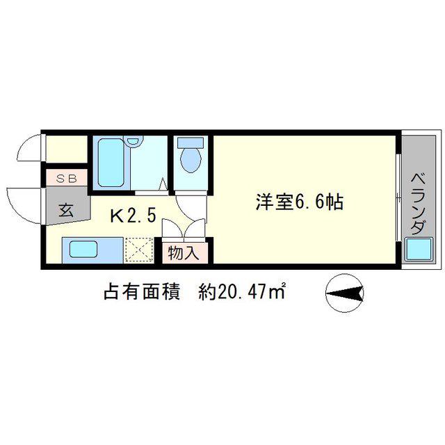 CASA III(1K/3階)の間取り写真