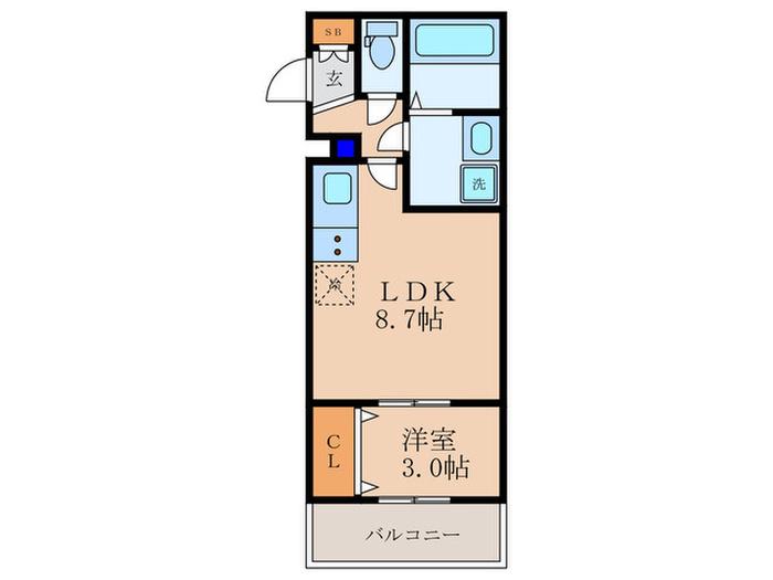 ジーメゾン山科ノース(1LDK/2階)の間取り写真
