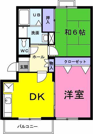 エルディムみなもとIII(2DK/1階)の間取り写真