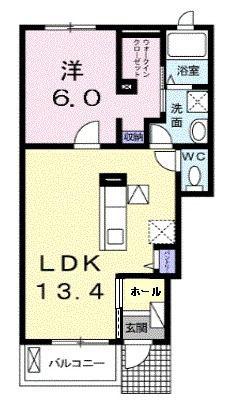 アリエールII(1LDK/1階)の間取り写真