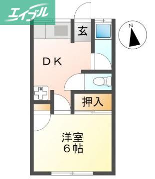 多田コーポ第2(1DK/1階)の間取り写真