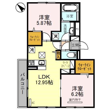 レ リヤン ファミリオVIII(2LDK/1階)の間取り写真