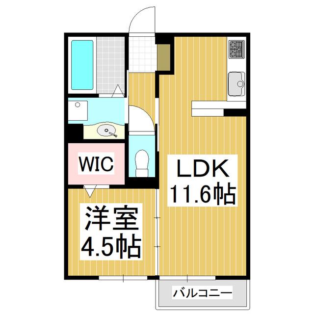 パルムドールA(1LDK/1階)の間取り写真