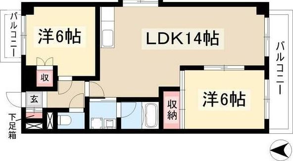 ラメゾン伊藤(2LDK/6階)の間取り写真