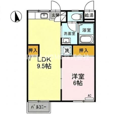 ニューハイツ伊藤(1LDK/2階)の間取り写真