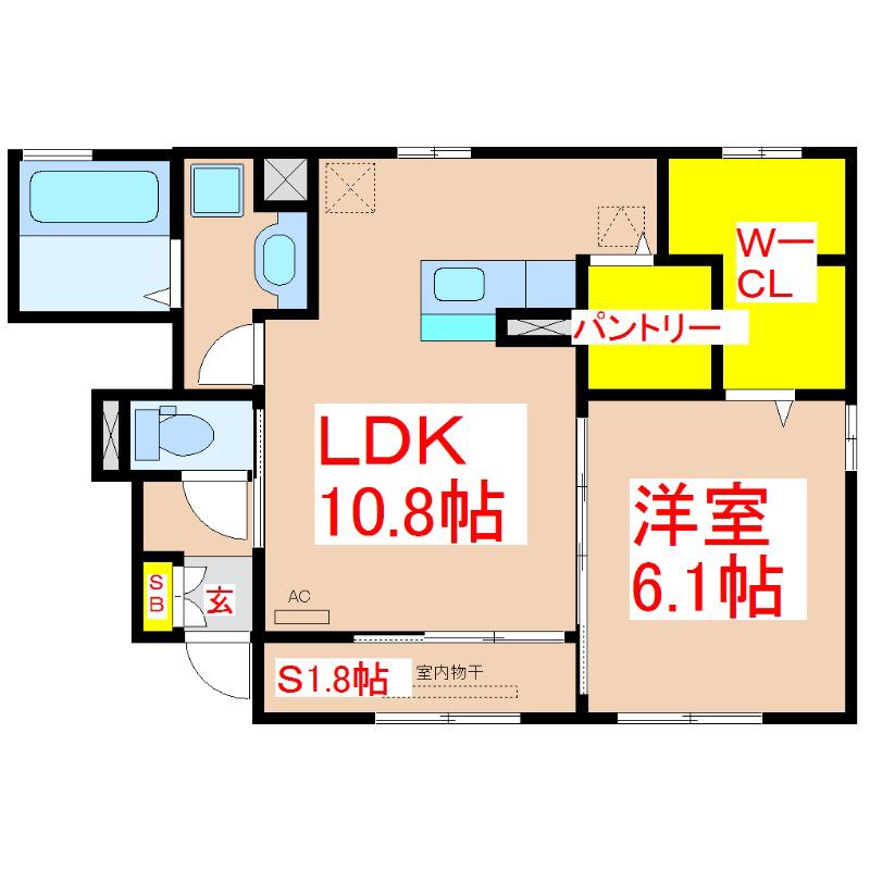 HAPPY FOREST A棟(1SLDK/1階)の間取り写真
