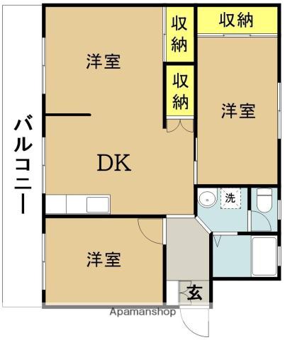 クレシェンテ恒久(3DK/2階)の間取り写真