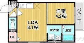 グリッター上新庄(1LDK/2階)の間取り写真