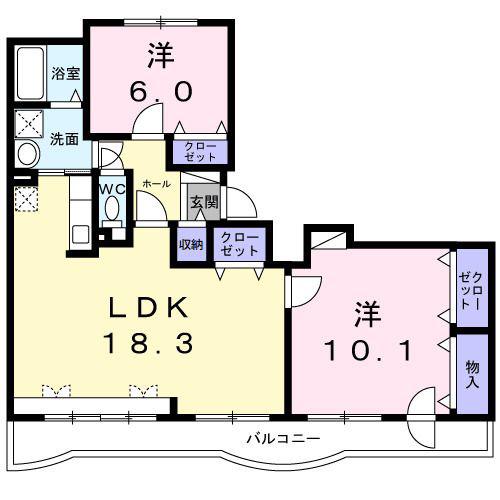 イポナ宮の森(2LDK/1階)の間取り写真