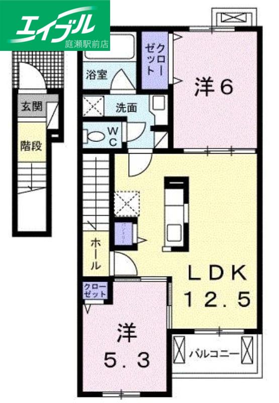 セレーノC(2LDK/2階)の間取り写真
