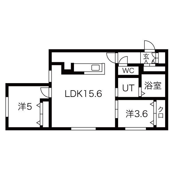 NOVEL東区役所前(2LDK/1階)の間取り写真