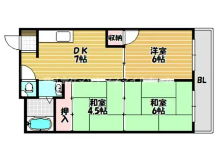 ハイツ西川(3DK/3階)の間取り写真