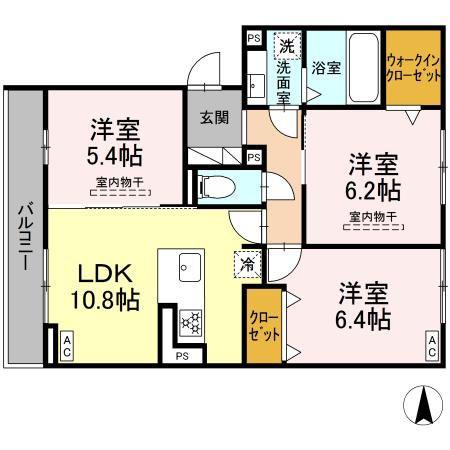 コンフォール(3LDK/2階)の間取り写真