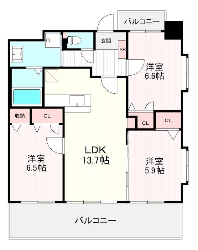 エターナルK(3LDK/5階)の間取り写真