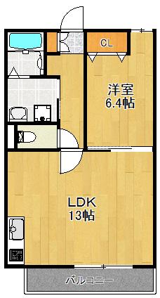 エクレール高田西(1LDK/2階)の間取り写真