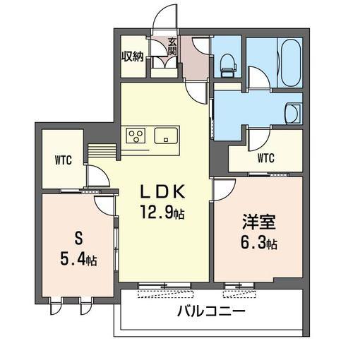 アンソレイエ(2LDK/2階)の間取り写真