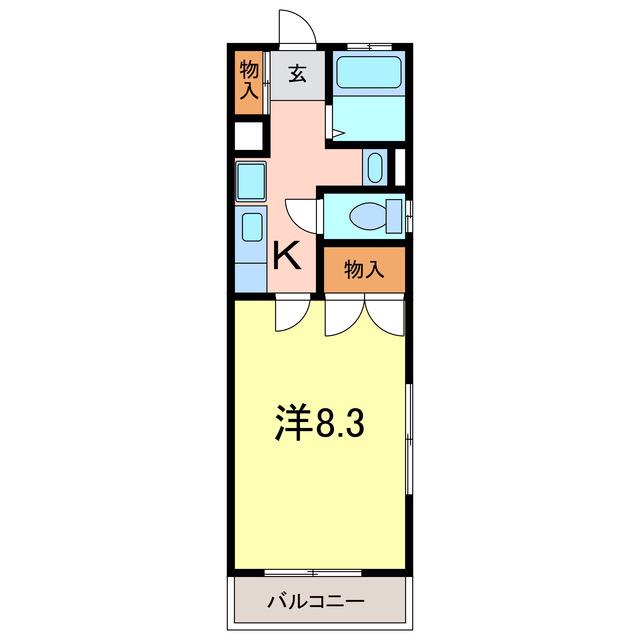 レークハヤIII(1K/2階)の間取り写真