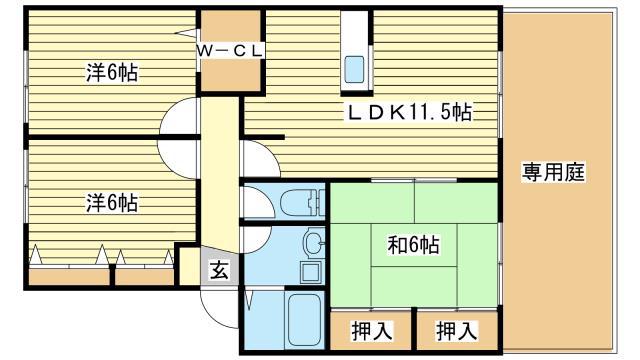 LIVE-TOWN(3LDK/1階)の間取り写真