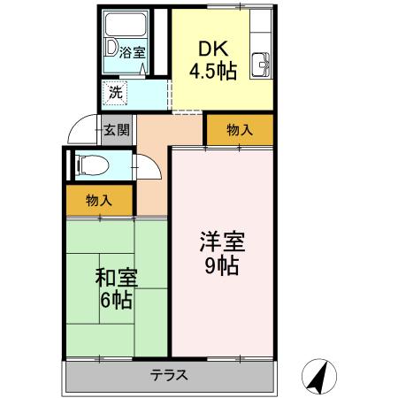 コーポ岡部A棟(2DK/1階)の間取り写真