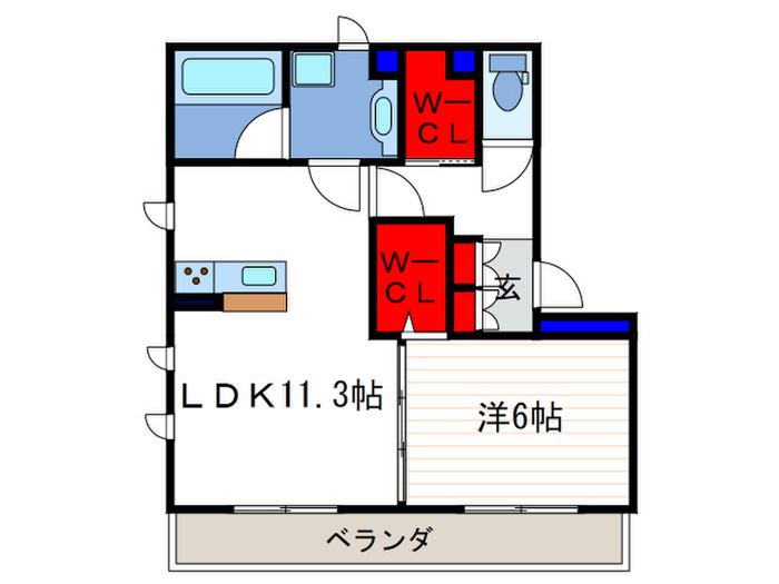 ベル ブランチ(1LDK/1階)の間取り写真