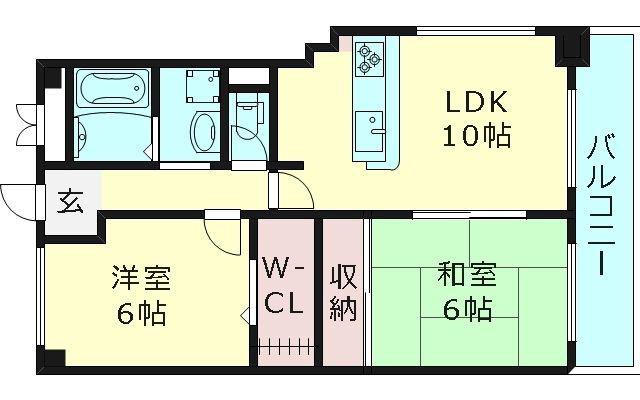 ライフ野江(2LDK/5階)の間取り写真