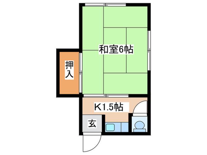 的場荘(1K/2階)の間取り写真