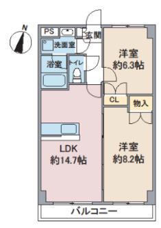 高砂桜喜(2LDK/3階)の間取り写真