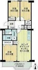 ドルフ青葉台3号棟(3LDK/4階)の間取り写真