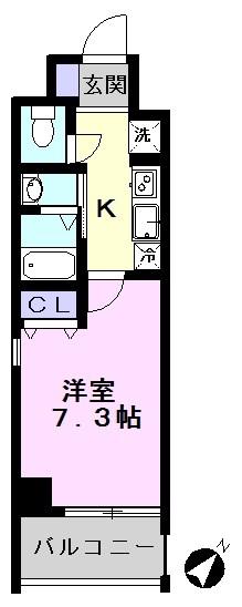 BRILLIANT FLOWER(1K/7階)の間取り写真