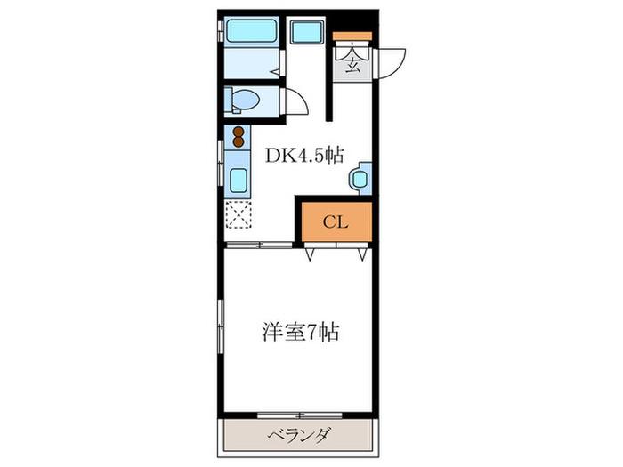 フルール下鴨(1DK/1階)の間取り写真