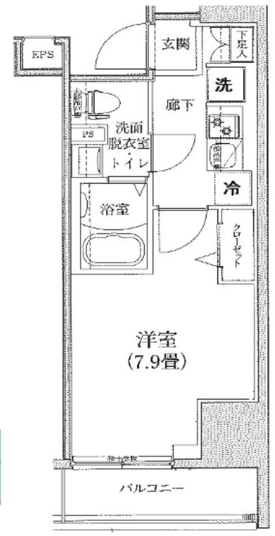 ルフレ深川イースト(1K/1階)の間取り写真