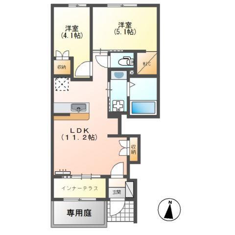 コンフォート・シュリンプ(2LDK/1階)の間取り写真