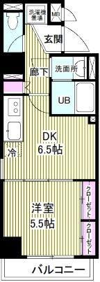 TKレジデンス(1DK/3階)の間取り写真