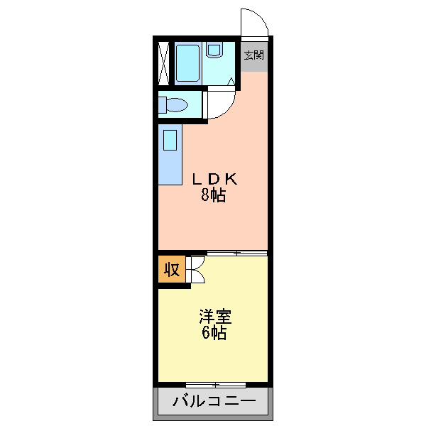 アルビオン(1LDK/4階)の間取り写真