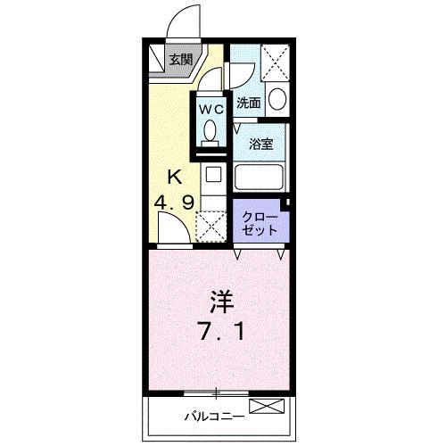 エテルノ河原町(1K/2階)の間取り写真