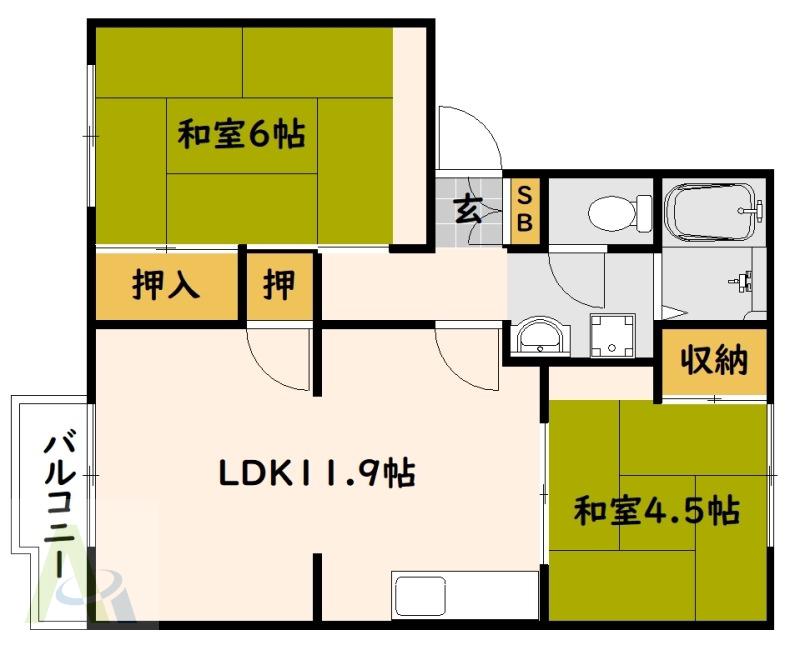 イーストベル(2LDK/2階)の間取り写真