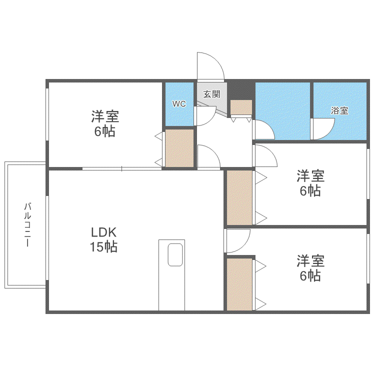 ヴァンベール山の手(3LDK/3階)の間取り写真