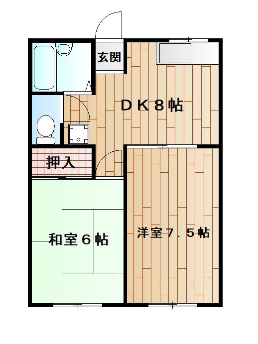 メゾンスミルナ(2DK/1階)の間取り写真