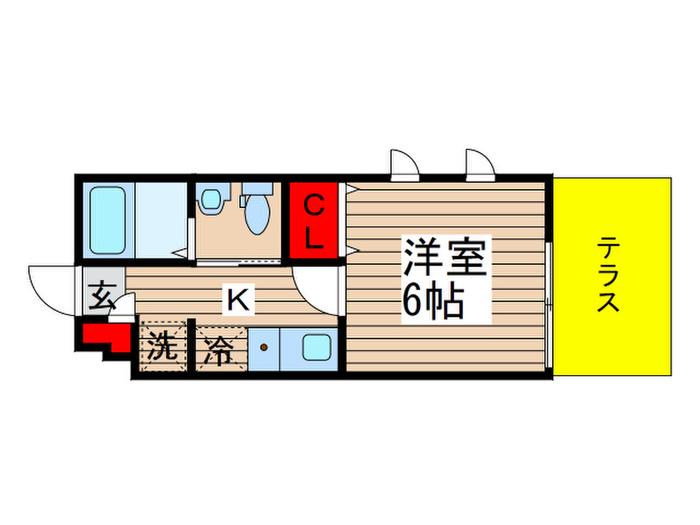CLASSTAGE王子台(1K/1階)の間取り写真